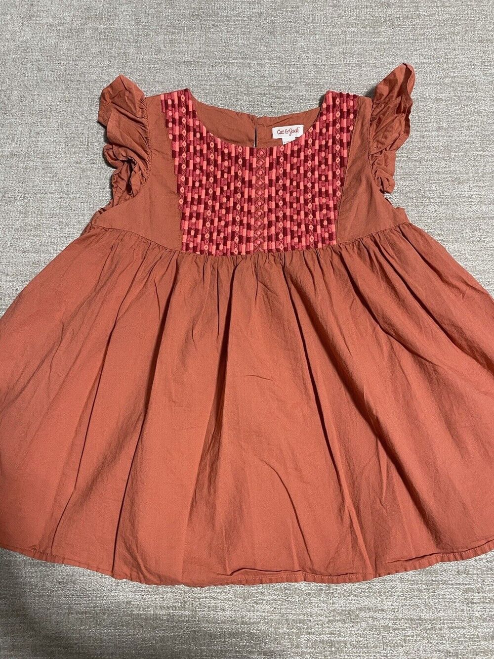 Cat and Jack Top Girls L 10/12 Pink Orange Knit Cotton Desgin